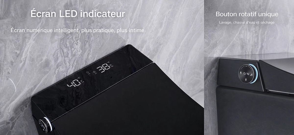 Toilette japonaise suspendue noire avec bâti-support inclus